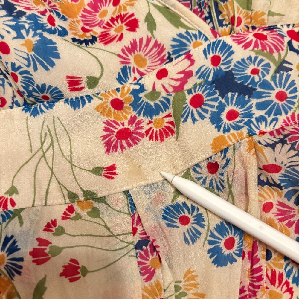 Boden Wildflower Floral Chiffon Dress V-Neck Flutter Sleeve 8L *small flaws* - Picture 4 of 12